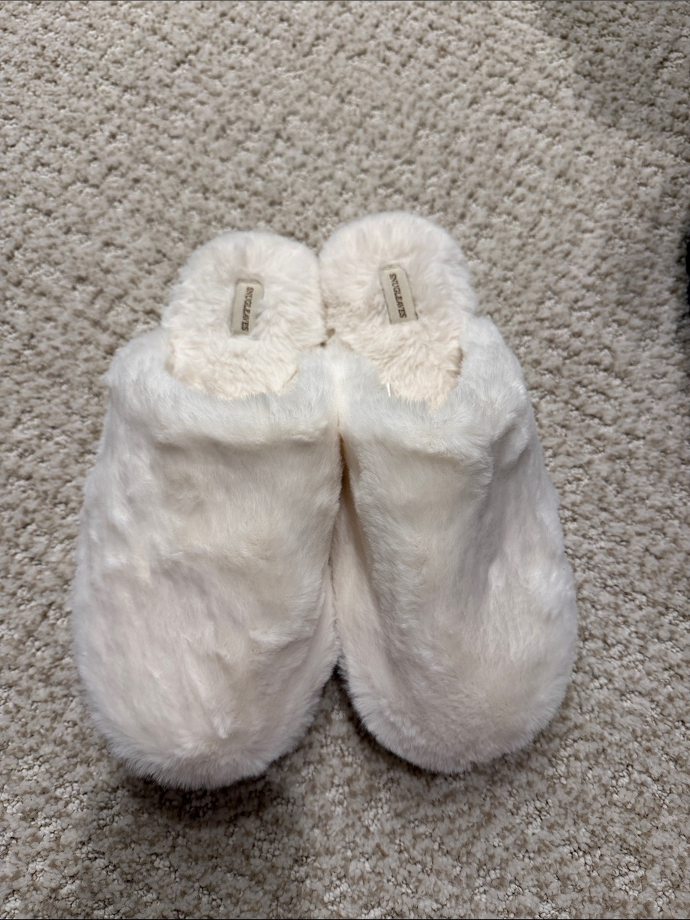 Cozy Faux-Fur Slip-On Slippers - Cream